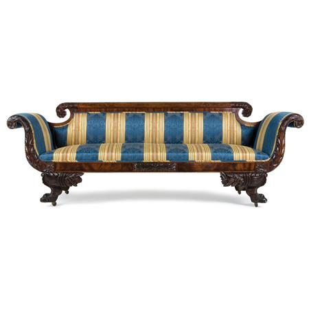 Appraisal: Classical Mahogany Upholstered Sofa Estimate -