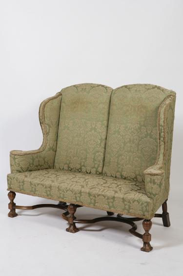 Appraisal: A QUEEN ANNE REVIVAL HIGH BACK SETTEE with an upholstered