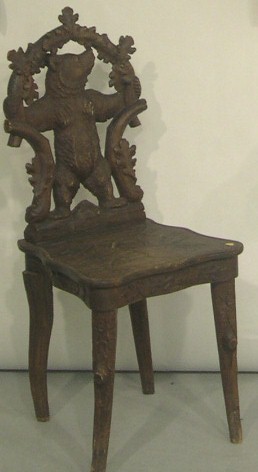 Appraisal: Continental Black Forest style side chair full relief carved backrest