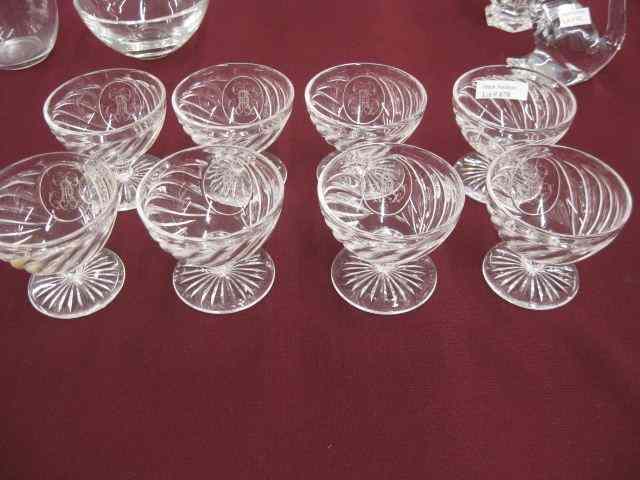 Appraisal: Baccarat Cut Crystal Dessert Dishes pedestal bases swirl decor medallion