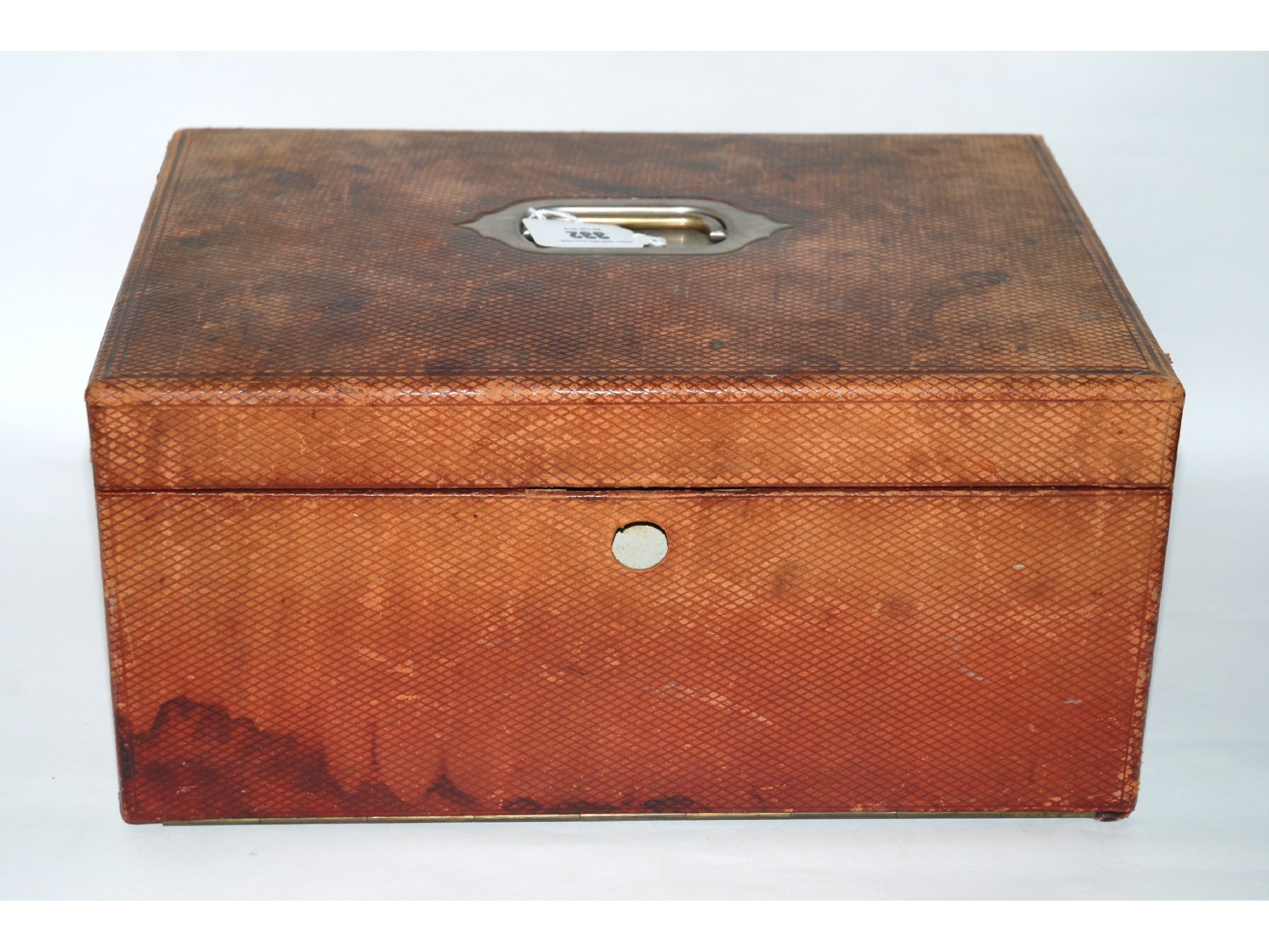 Appraisal: A leather bound jewellery box with Melliship Harris label London