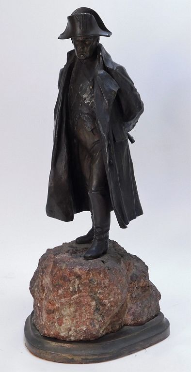 Appraisal: French Napoleon Bonaparte Bronze Figure France Dated Naturalistic depiction of