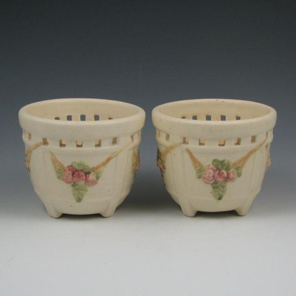 Appraisal: Two Weller Roma jardinieres with pierced design One is marked