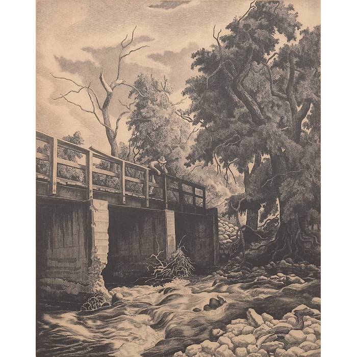 Appraisal: Jackson Lee Nesbitt American - Ozark Bridge shown etching x