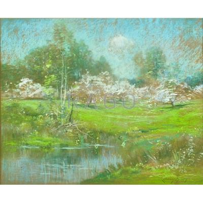 Appraisal: JOHN APPLETON BROWN American - Pastel on paper of landscape