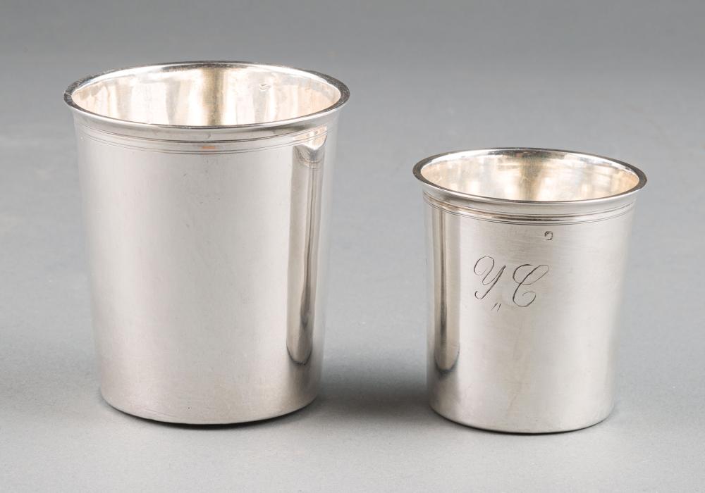 Appraisal: Two Antique French st Standard Silver Beakers larger Pellerin Lemoing