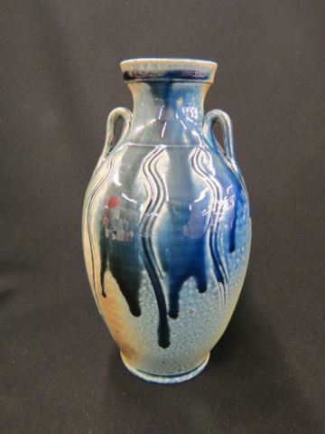 Appraisal: Ben Owen III Pottery Vase handled blue and brown glazes