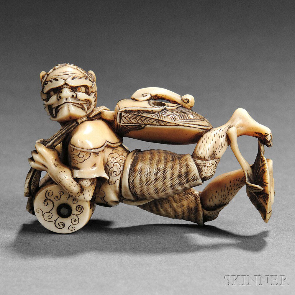 Appraisal: Ivory Netsuke of an Oni Japan th century standing in