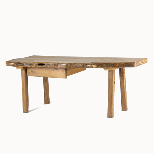 Appraisal: KARL SPRINGER Fine dining table with brass and stone finish