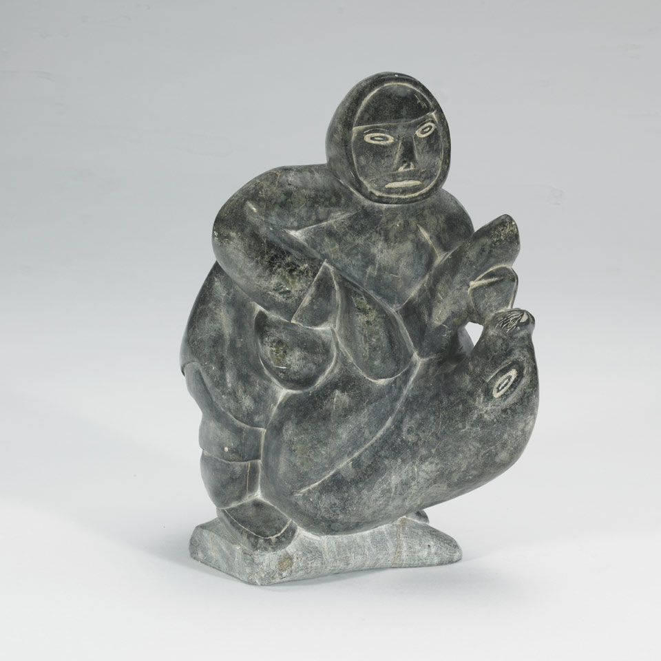 Appraisal: DAVIDEE EYAITUQ - E - Sanikiluaq MAN AND SEAL stone