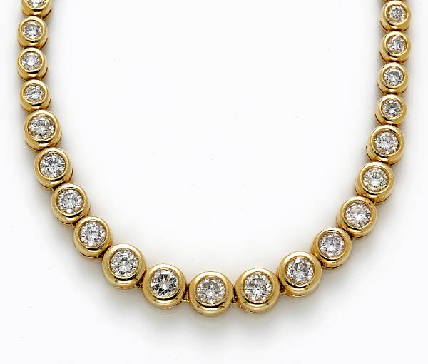 Appraisal: A diamond rivi re necklace estimated total diamond weight carats