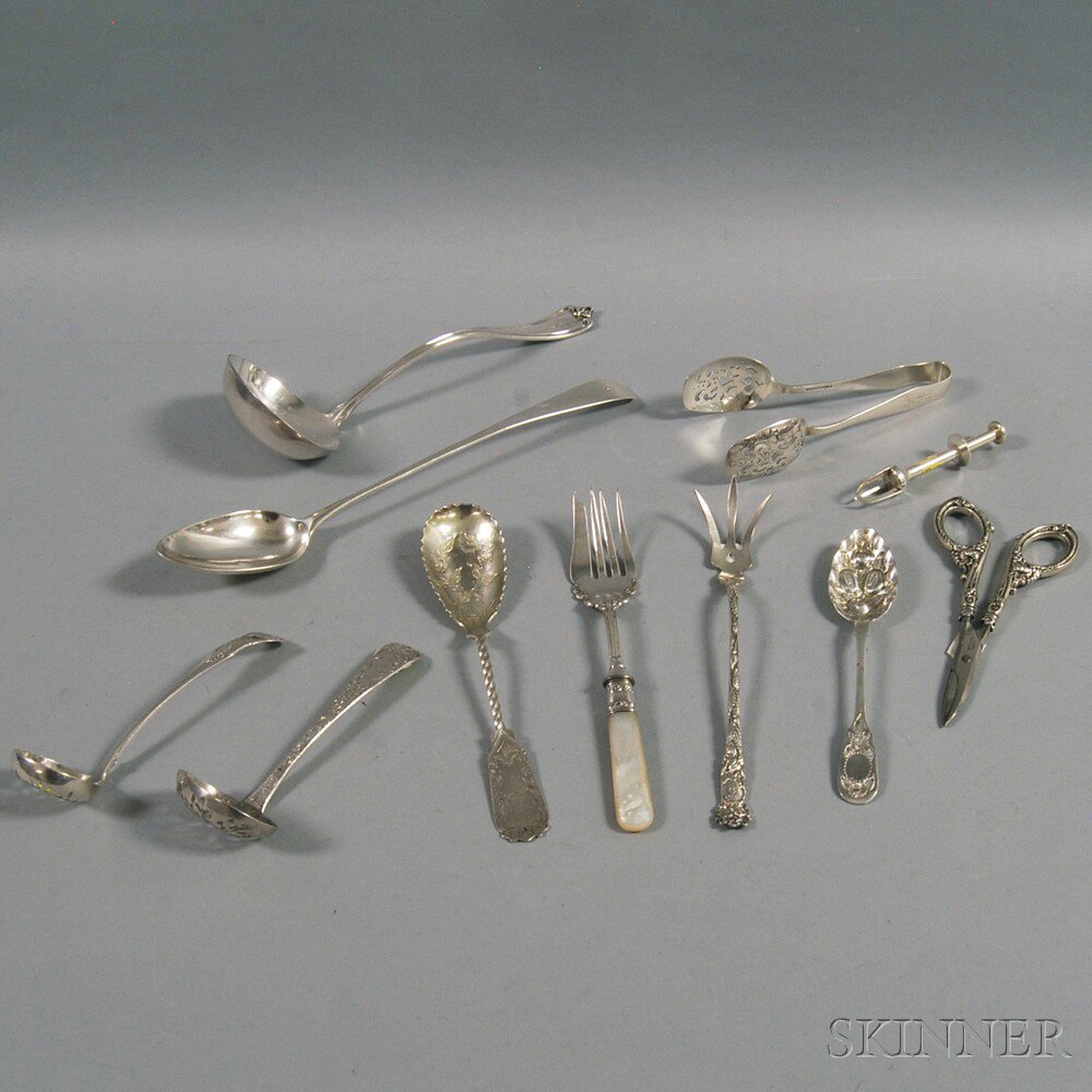 Appraisal: Eleven Sterling Silver and Silver-plated Flatware Serving Items including a