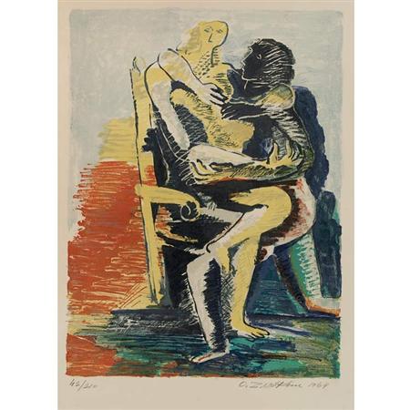 Appraisal: Ossip Zadkine LOVERS Color lithograph Estimate -