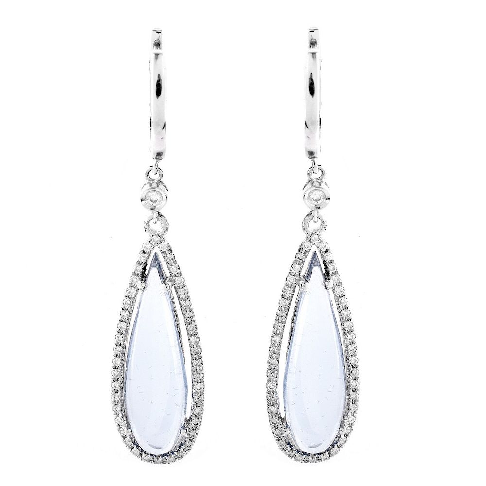 Appraisal: Blue Stone Diamond and K Earrings Carat Pear Shape Blue