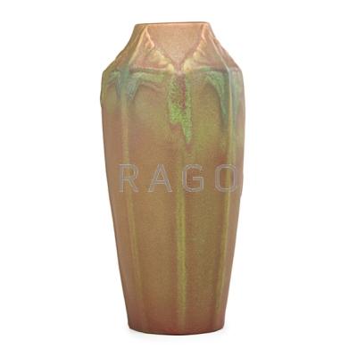 Appraisal: VAN BRIGGLE Tall early vase with leaves mauve and green