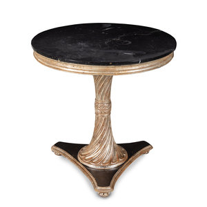 Appraisal: A Continental Giltwood Marble-Top Occasional Table th Century Height x