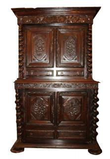 Appraisal: th century Dutch buffet deux corps with barley twist columns