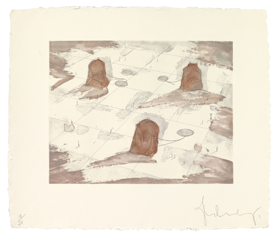 Appraisal: CLAES OLDENBURG Colossal Tea Bags in City Square Color etching