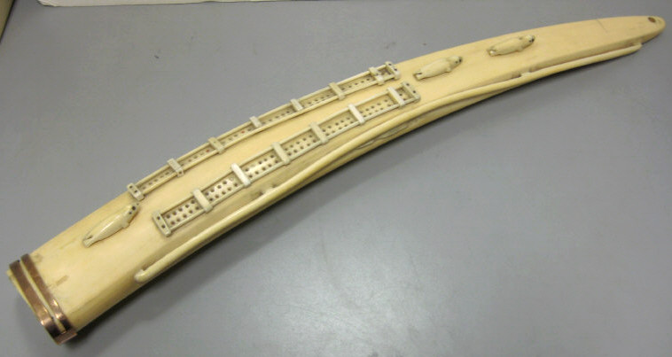 Appraisal: FINE ESKIMO CARVED IVORY TUSK As a pub game Cribbage