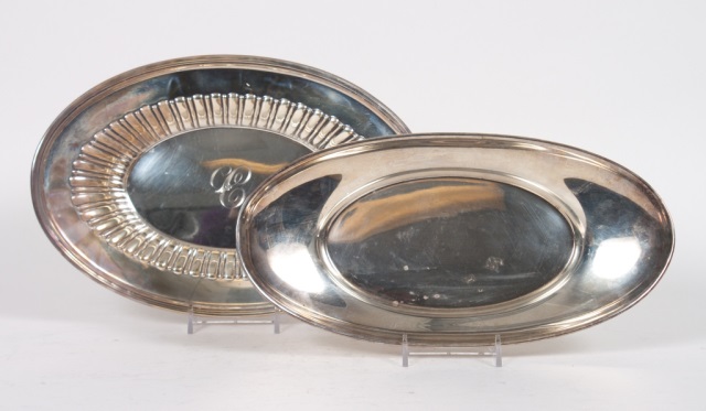 Appraisal: Two sterling silver oval bread trays Gorham in L Whiting