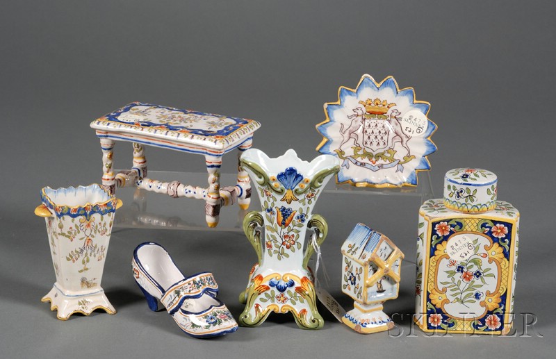 Appraisal: Seven French Faience Items France th and th century each