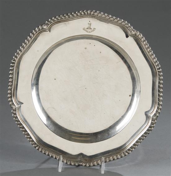 Appraisal: Britannia silver George I plate Scalloped and gadrooned edge surrounding