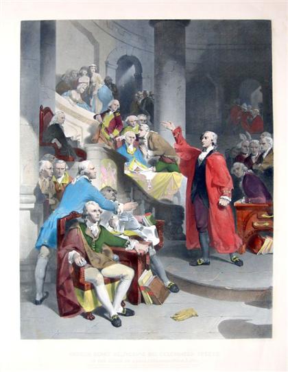 Appraisal: piece Hand-Colored Engraving Rothermel P F after Patrick Henry Delivering