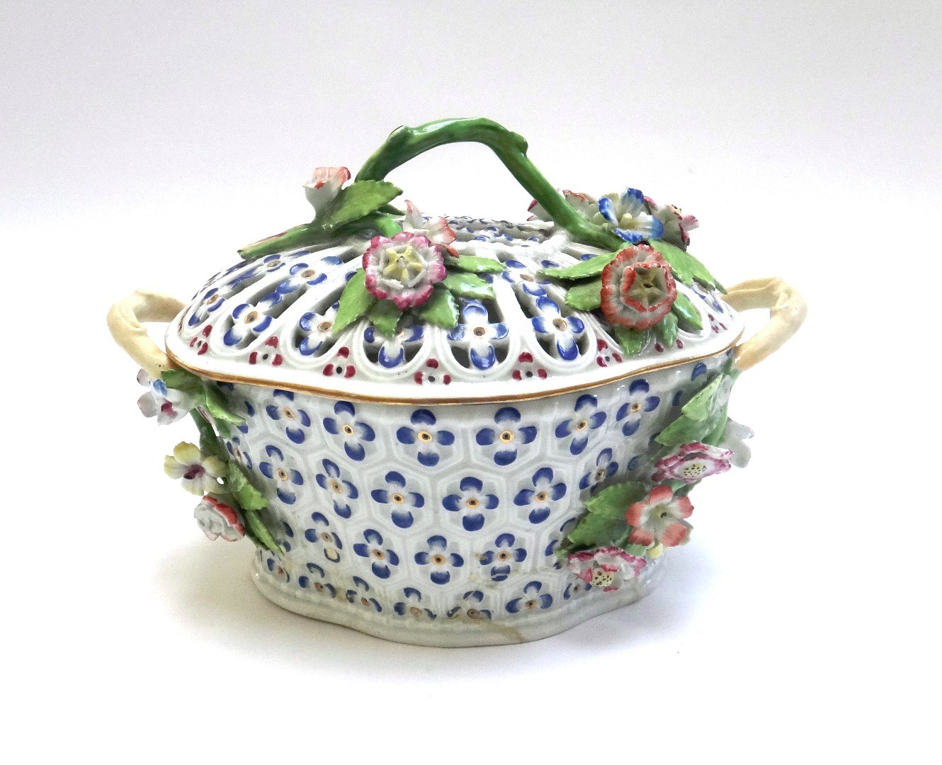 Appraisal: A Worcester porcelain basket and pierced cover circa possibly painted