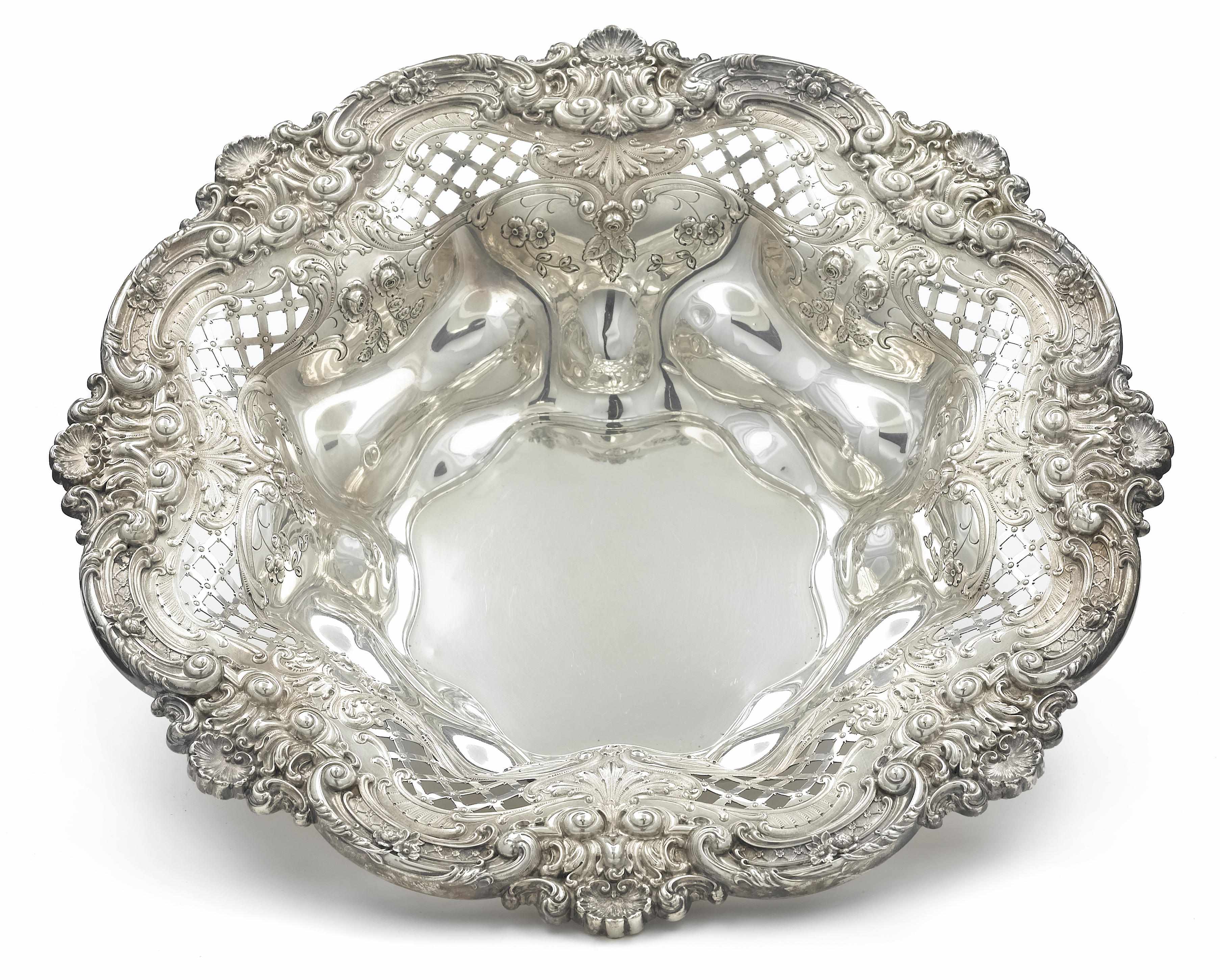 Appraisal: A sterling centerpiece bowl with applied molded rim Meriden Britannia