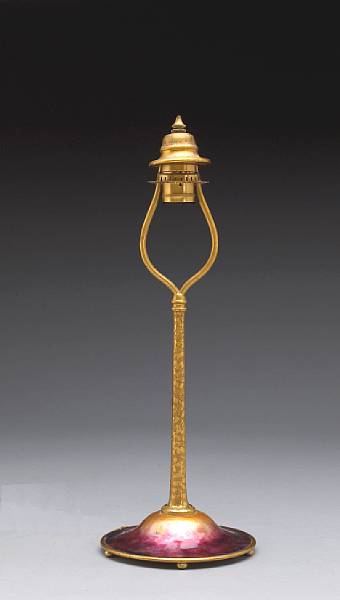 Appraisal: A Tiffany Furnaces enamel and gilt bronze lamp base The