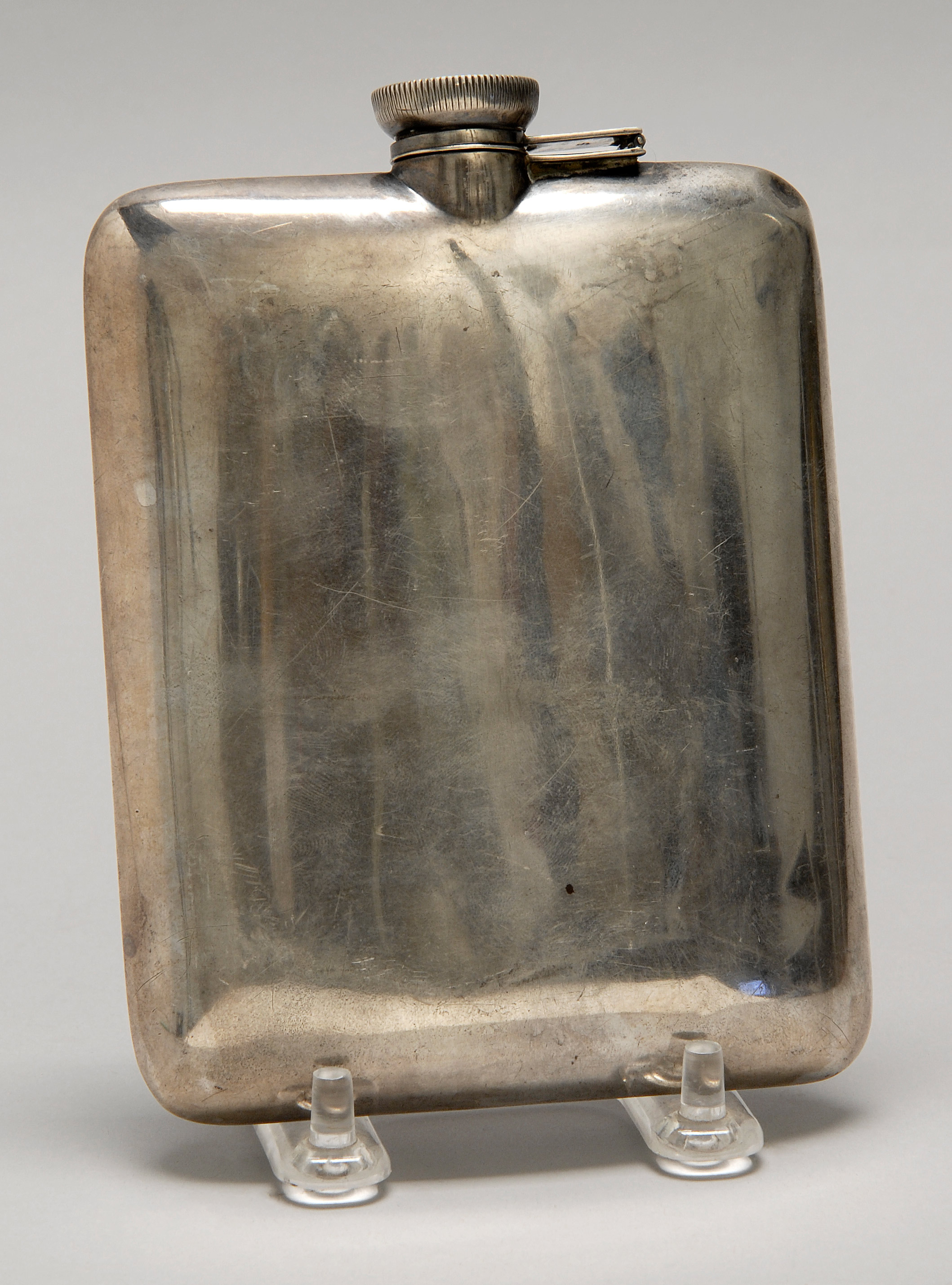 Appraisal: STERLING SILVER FLASK In rectangular form Length Approx troy oz