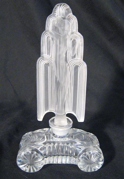 Appraisal: Art deco style glass perfume bottle th century Apparently unmarked