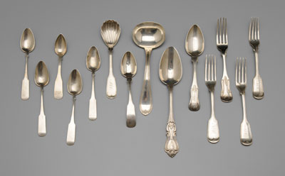 Appraisal: Southern Coin Silver Flatware Savannah Georgia th century four N