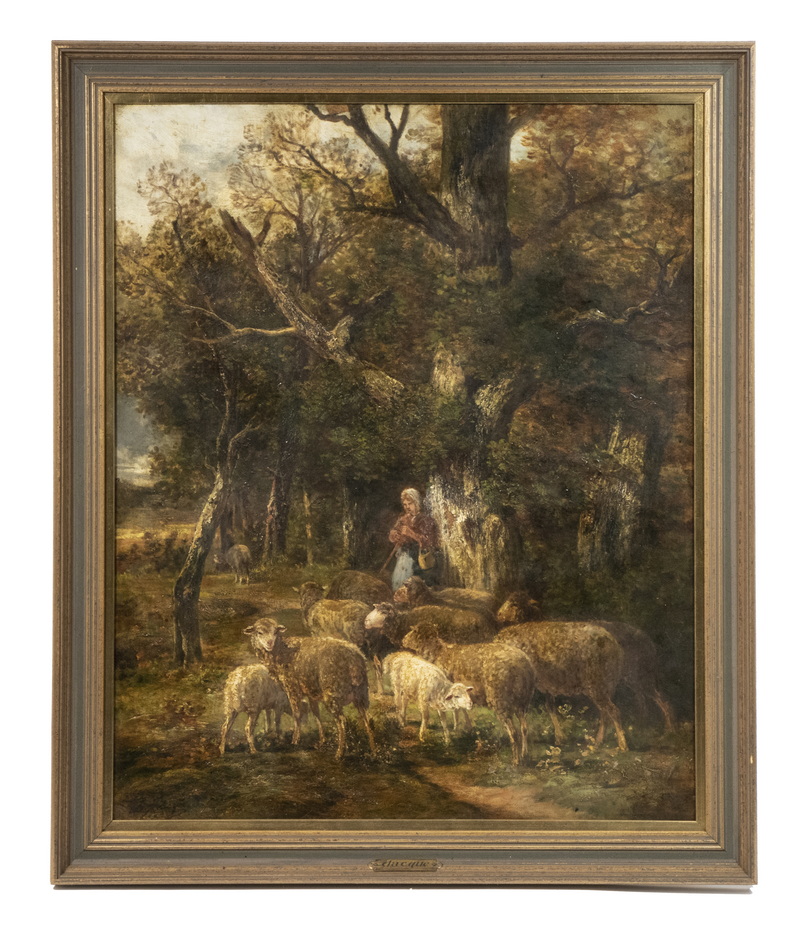 Appraisal: CHARLES EMILE JACQUE FRANCE - A Shepherdess and Her Charge