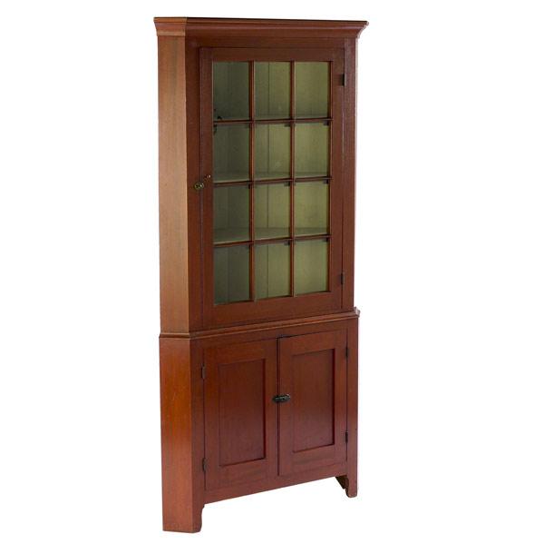 Appraisal: American red wash corner cabinet ca - Single door on