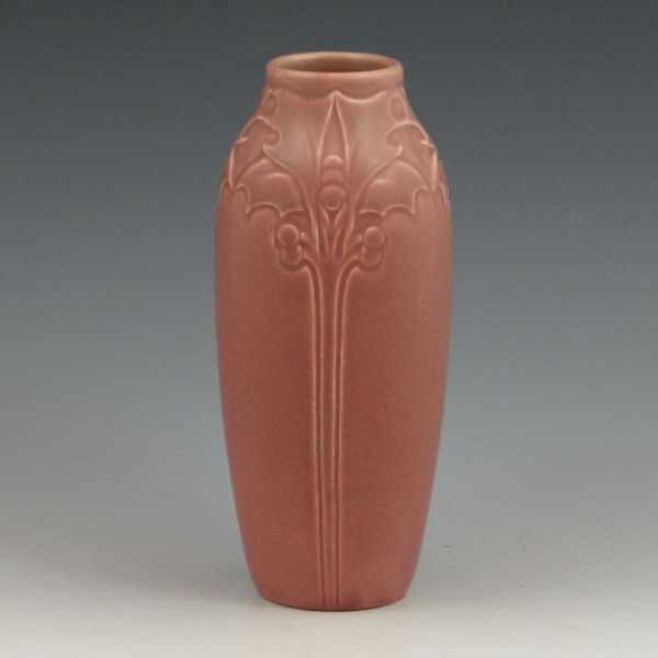 Appraisal: Rookwood vase from with holly decoration in matte mauve glaze