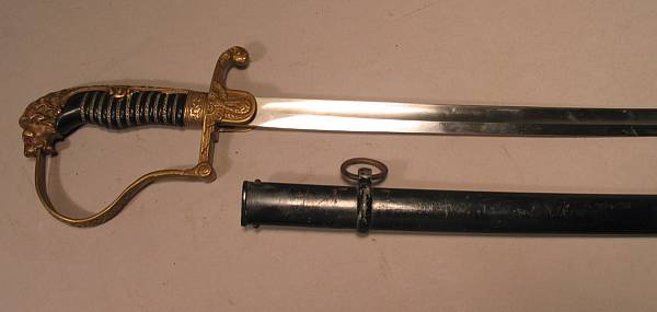 Appraisal: A German Third Reich lion pommel army officer's sword Slender