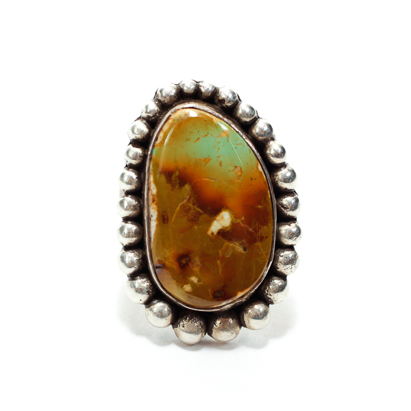 Appraisal: Vintage Native American Indian ring with brown green turquoise stone