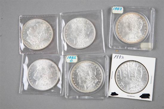 Appraisal: SIX MORGAN SILVER DOLLARS Years include -S -S -S and