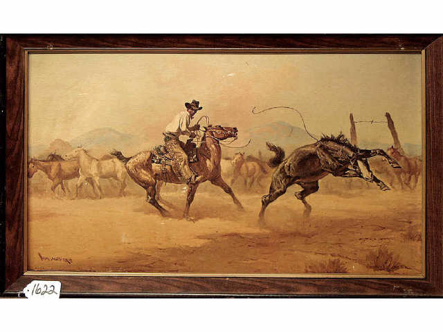 Appraisal: Vintage western cowboy print by W M Moyers x Estimate