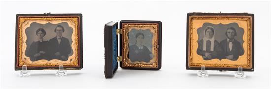 Appraisal: Sale Lot Three Cased Daguerreotypes th century each depicting people