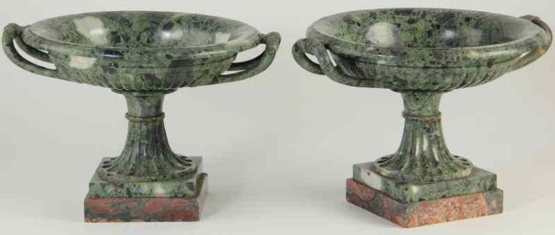 Appraisal: Pair of Thessalonian Green Marble Compoteslate th century having a