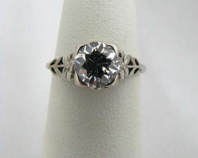 Appraisal: k white gold filigree setting ring with ct center old