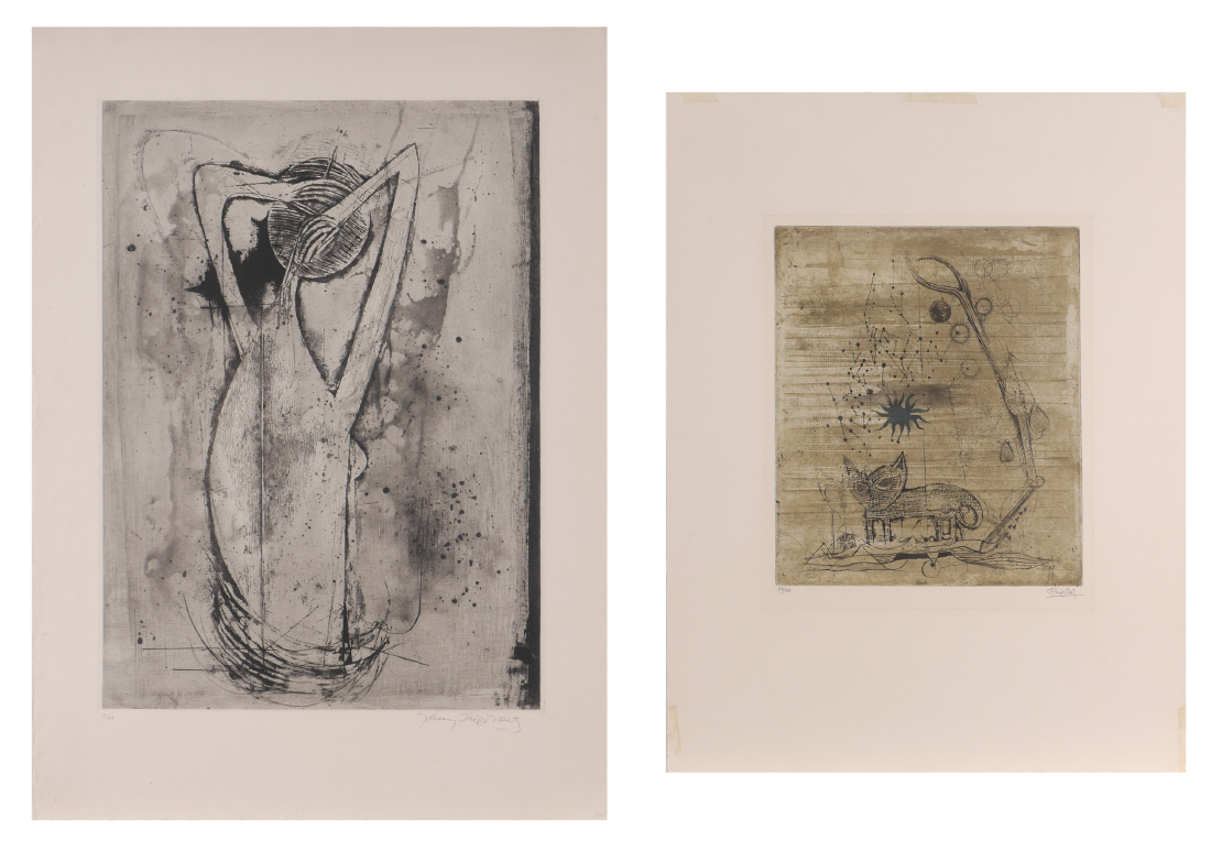 Appraisal: FRIEDLAENDER Johnny Gotthard Polish - Abstract Composition with Nude Etching