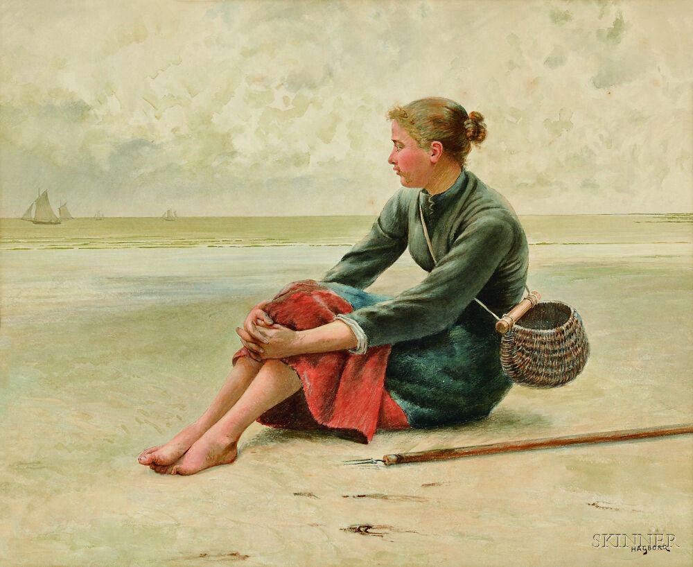 Appraisal: August Vilhelm Nikolaus Hagborg Swedish - Fisherwoman at Rest Signed