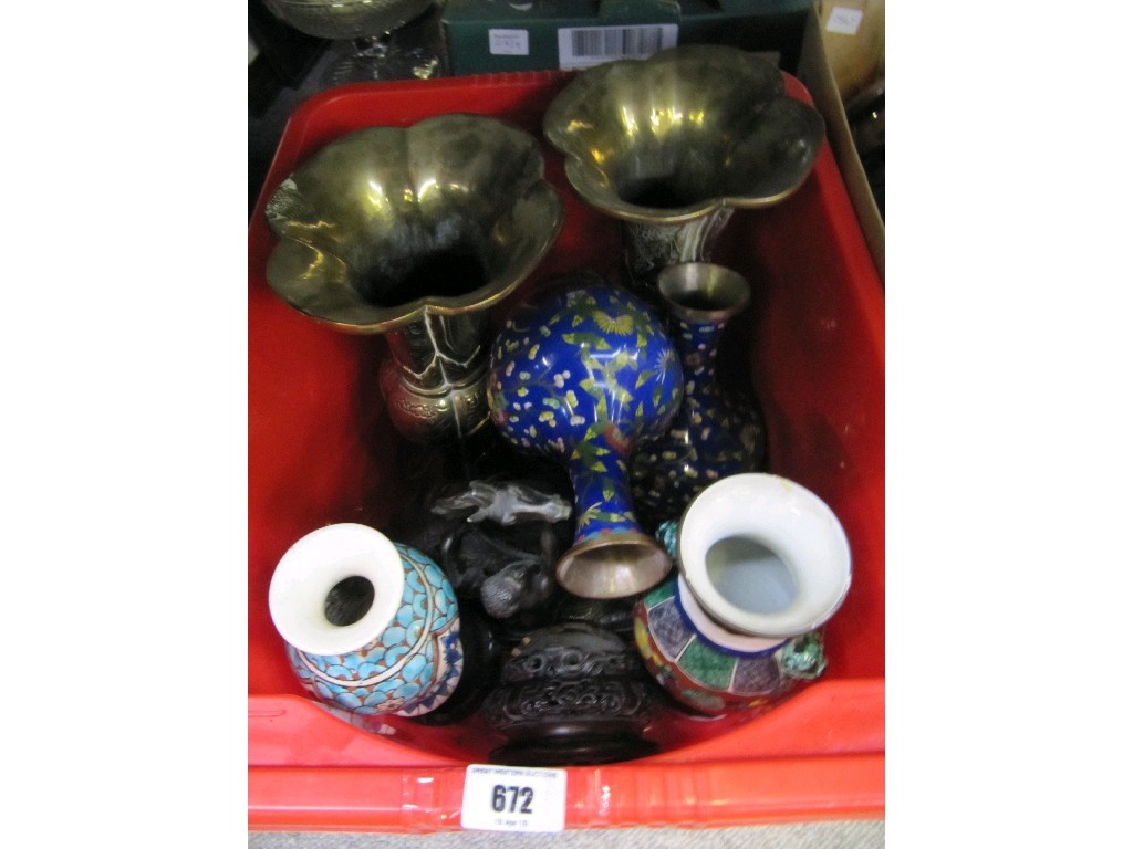 Appraisal: Box of assorted oriental vases etc