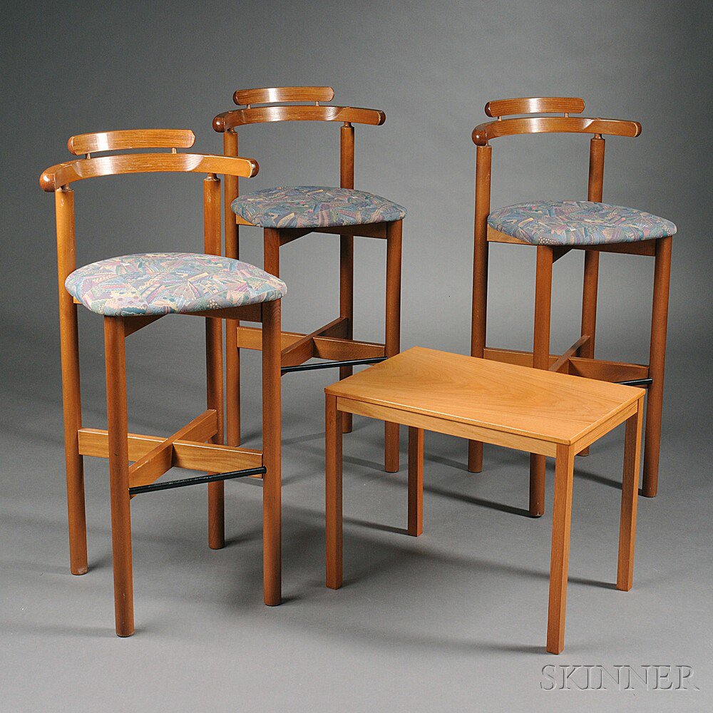 Appraisal: Gangso Mobler Bar Stools and Bent Silbers Mobler Side Table