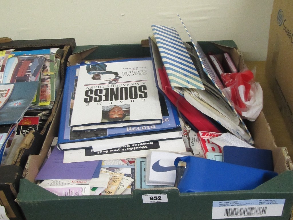 Appraisal: Box of assorted football books match tickets and ephemera