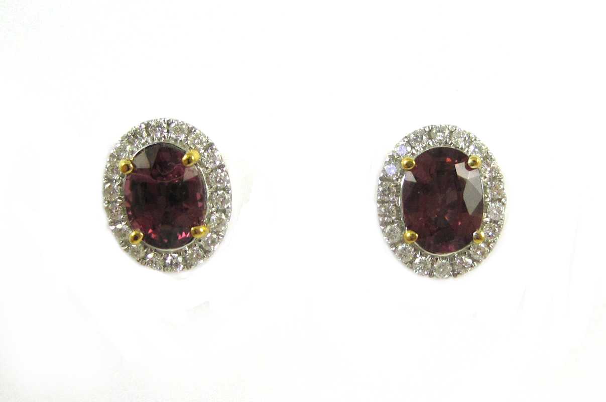 Appraisal: PAIR OF RHODOLITE GARNET AND DIAMOND EARRINGS each k white