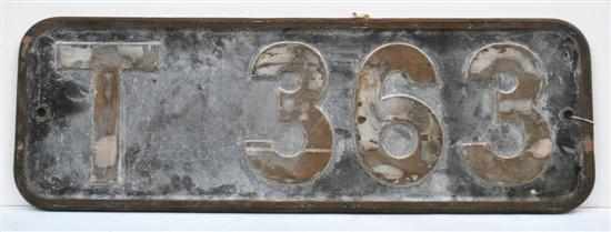 Appraisal: Number Plate For West Coast Rail Diesel Locomotive 'T '